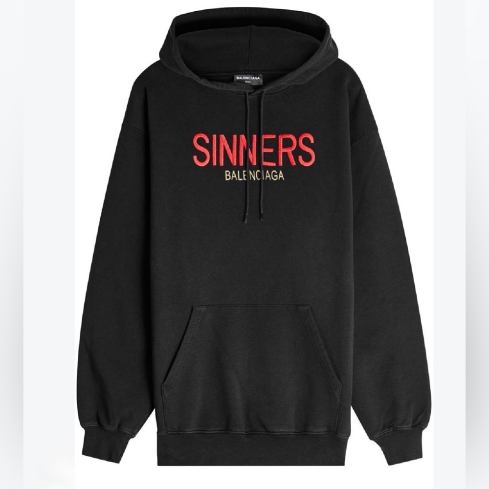 BALENCIAGA Sinners Oversized embroidered Black Hoodie